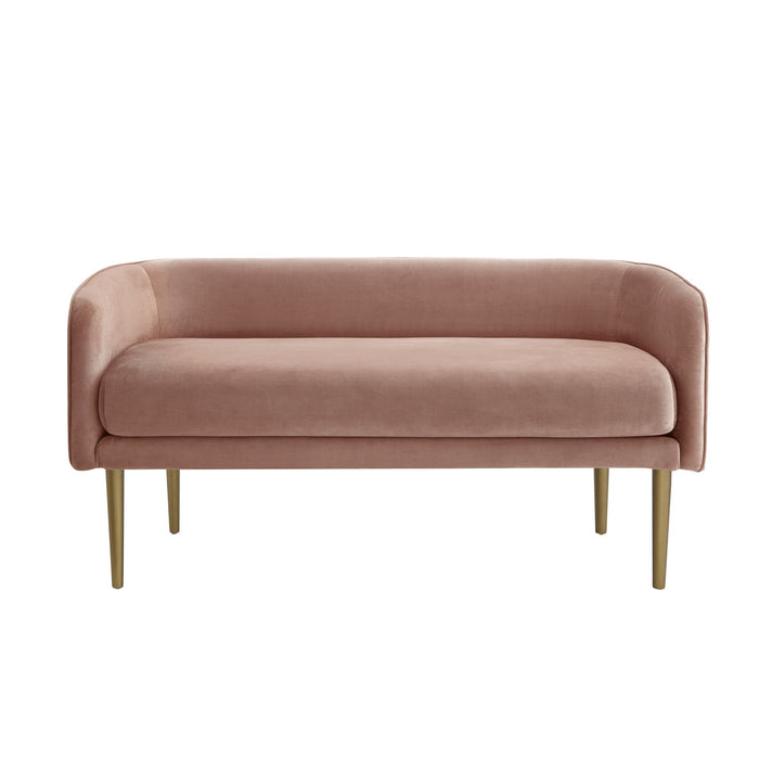 Velvet Upholstered Bench - Brown / Blush