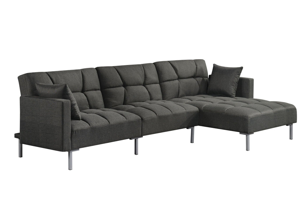 Polyester Modular L Shaped Two Piece Sofa And Chaise Sectional And Toss Pillows - Dark Gray