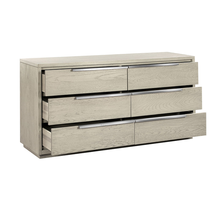 Solid Wood Six Drawer Double Dresser - Gray