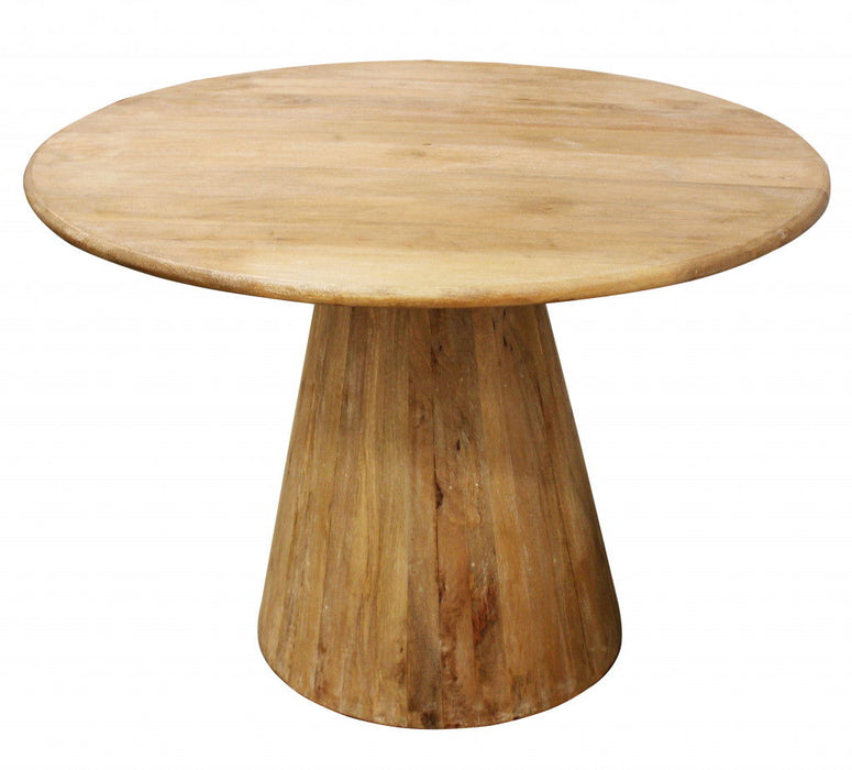 Rounded Solid Wood Pedestal Dining Table - Natural