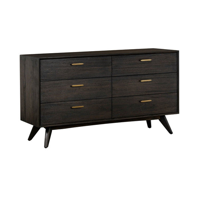 Solid Wood Six Drawer Dresser - Brown