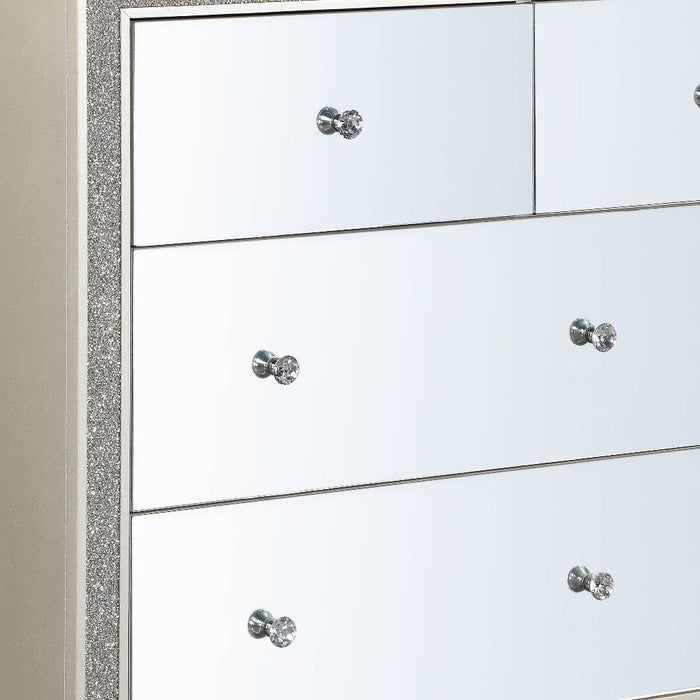 Solid Wood Mirrored Seven Drawer Triple Dresser - Champagne