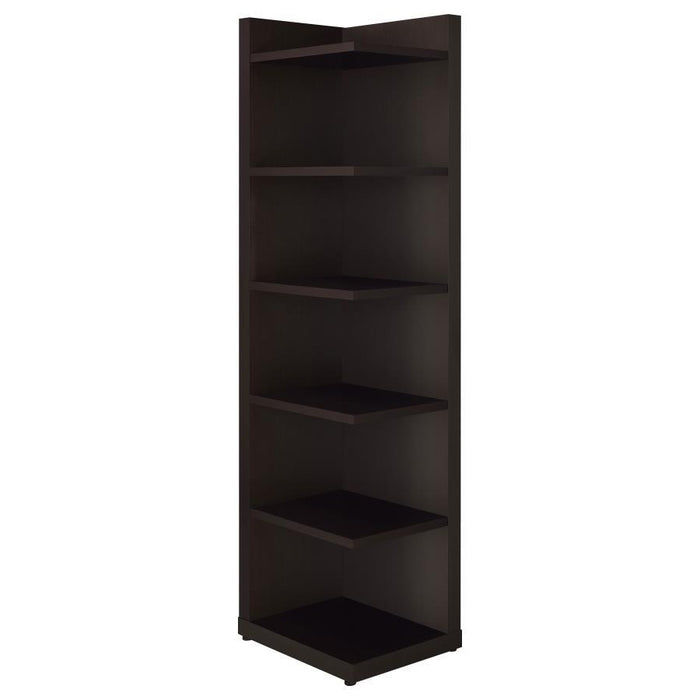 Alder - 6-Tier Corner Bookcase - Cappuccino - Simple Home Plus