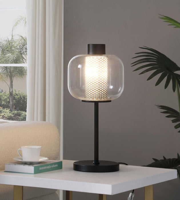 Ingrid - Glass Shade Bedside Table Lamp - Black - Simple Home Plus