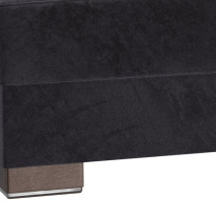 Microfiber Tufted Storage Ottoman - Black / Brown