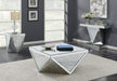 Amore - Rectangular Sofa Table With Triangle Detailing - Silver And Clear Mirror - Simple Home Plus