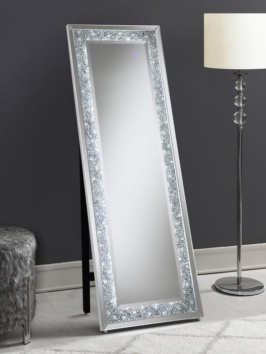 Carisi - Rectangular Standing Mirror With LED Lighting - Silver - Simple Home Plus