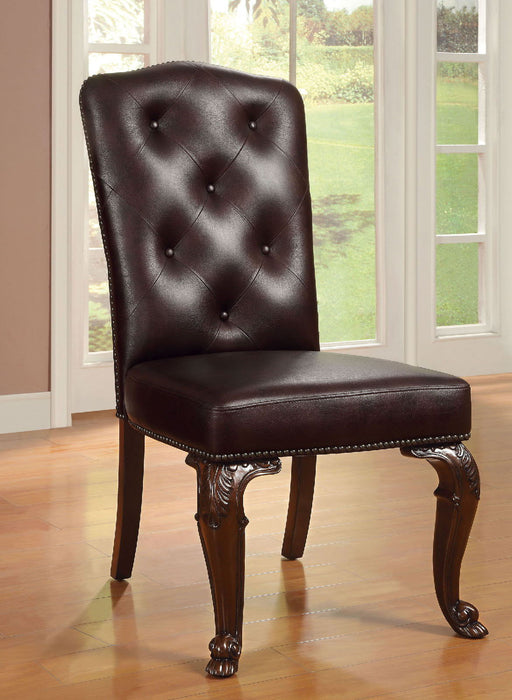 Bellagio - Leatherette Side Chair (Set of 2) - Brown Cherry / Brown - Simple Home Plus