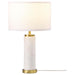 Lucius - Drum Shade Bedside Table Lamp - White And Gold - Simple Home Plus