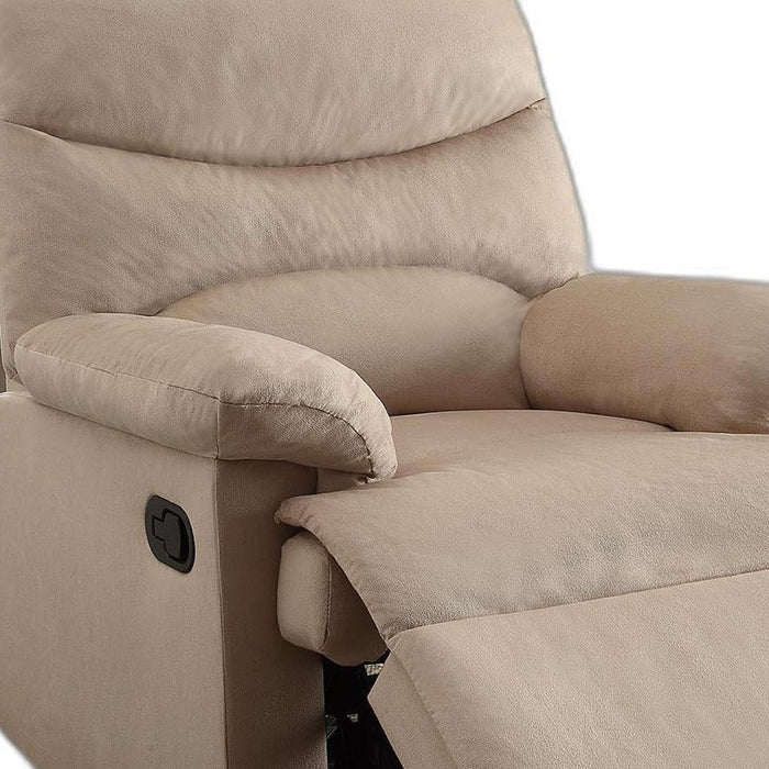 Recliner, Woven Fabric Woven Fabric, Wood (Solid Light Brown Woven Fabric - Light Brown