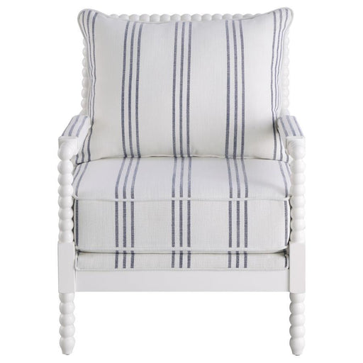 Blanchett - Upholstered Accent Chair With Spindle Accent - White And Navy - Simple Home Plus