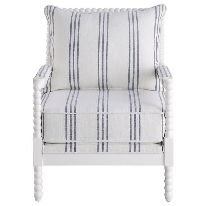 Blanchett - Upholstered Accent Chair With Spindle Accent - White And Navy - Simple Home Plus