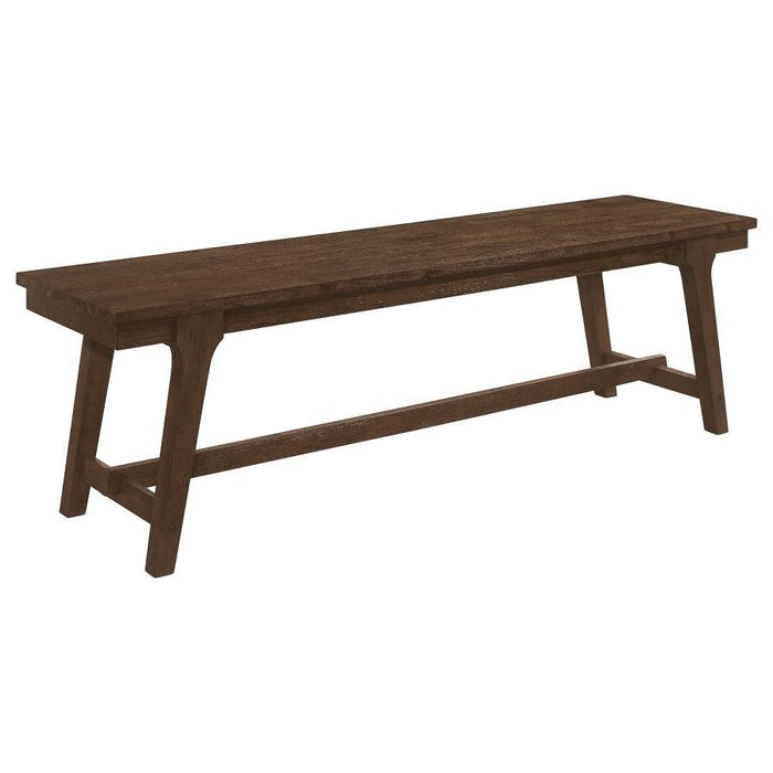 Reynolds - Rectangular Trestle Base Dining Bench - Brown Oak - Simple Home Plus