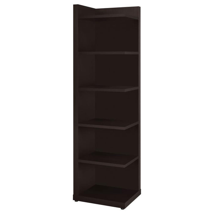 Alder - 6-Tier Corner Bookcase - Cappuccino - Simple Home Plus