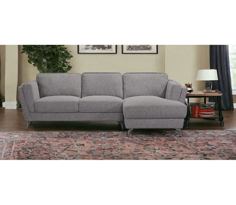 Cotton Blend Stationary L Shaped Two Piece Sofa And Chaise - Gray