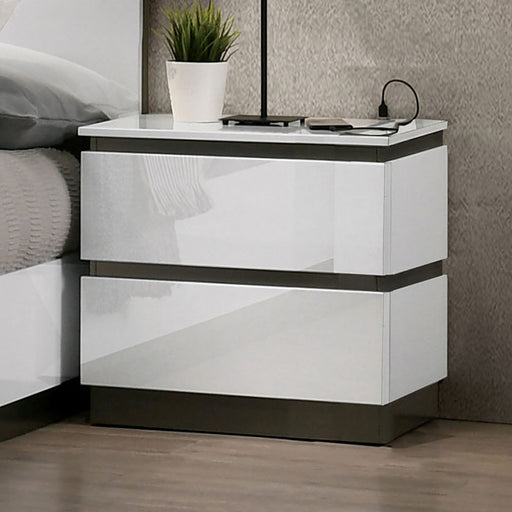 Birsfelden - Nightstand With USB - White - Simple Home Plus