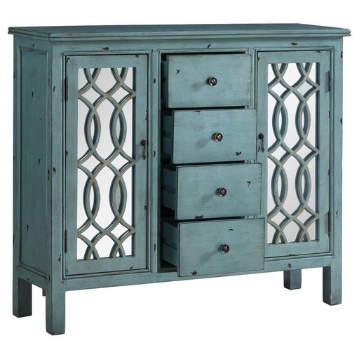 Rue - 4-Drawer Accent Cabinet - Antique Blue - Simple Home Plus