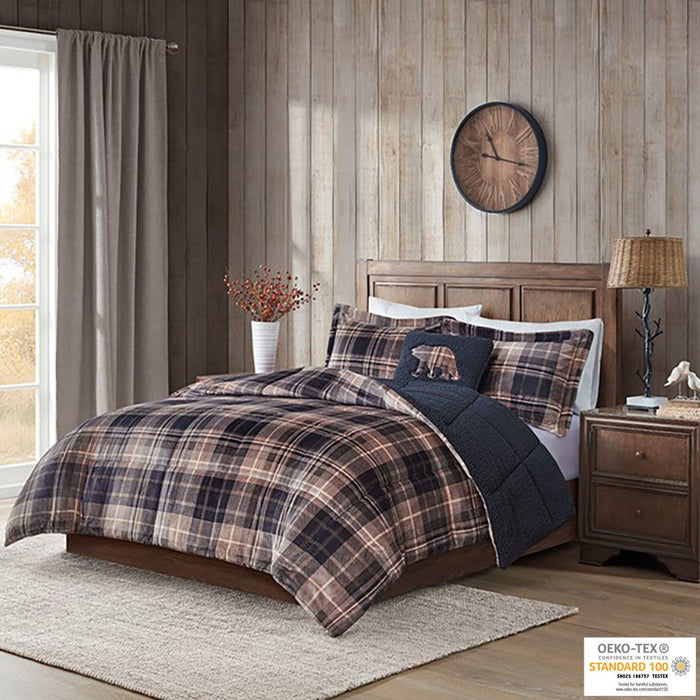 Alton - Down Alternative Comforter Set - Brown / Black