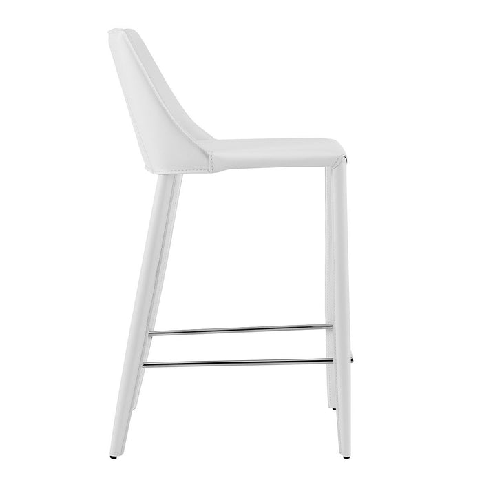 Steel Low Back Counter Height Bar Chair - White