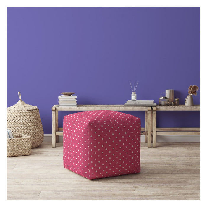 Cotton Polka Dots Pouf Ottoman - Pink