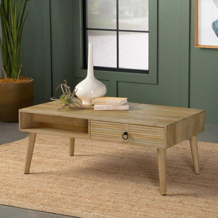 Zabel - Rectangular 1-Drawer Coffee Table - Natural - Simple Home Plus