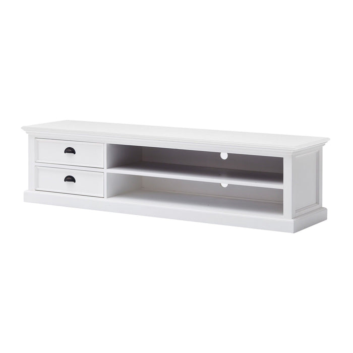 Classic Entertainment Unit With Two Drawers - White