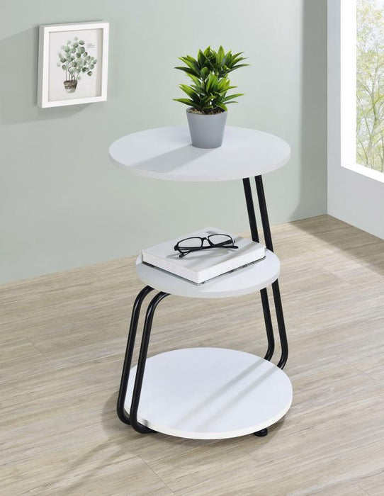 Hilly - 3-Tier Round Side Table - White And Black - Simple Home Plus