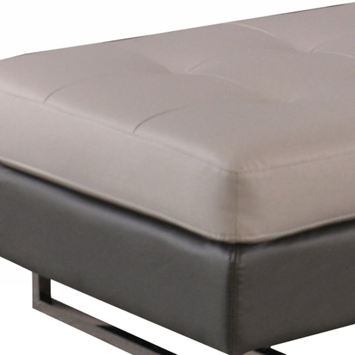 Faux Leather Ottoman - Taupe / Silver