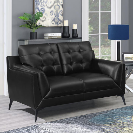 Moira - Upholstered Tufted Loveseat With Track Arms - Black - Simple Home Plus