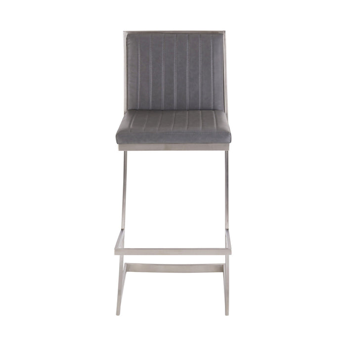 39" Counter Height Bar Chair - Gray / Silver