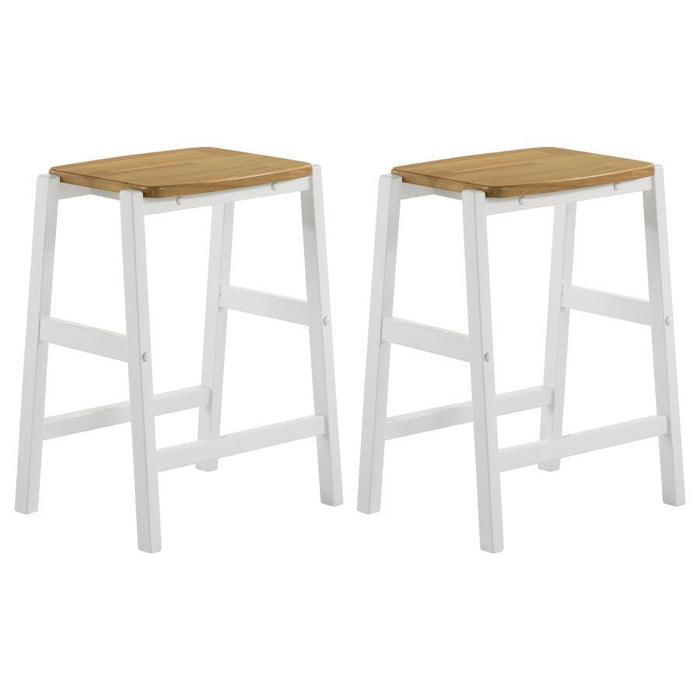 Edgeworth - Wood Backless Counter Stool (Set of 2) - White - Simple Home Plus