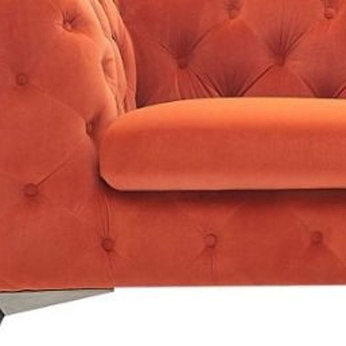 Tufted Velvet Chesterfield Love Seat - Orange / Black