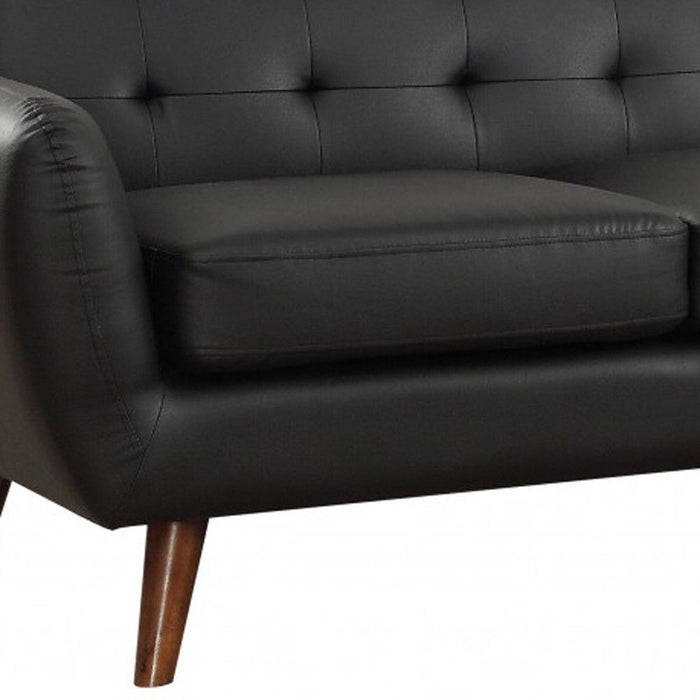 Faux Leather L Shaped Two Piece Sofa And Chaise Sectional - Black