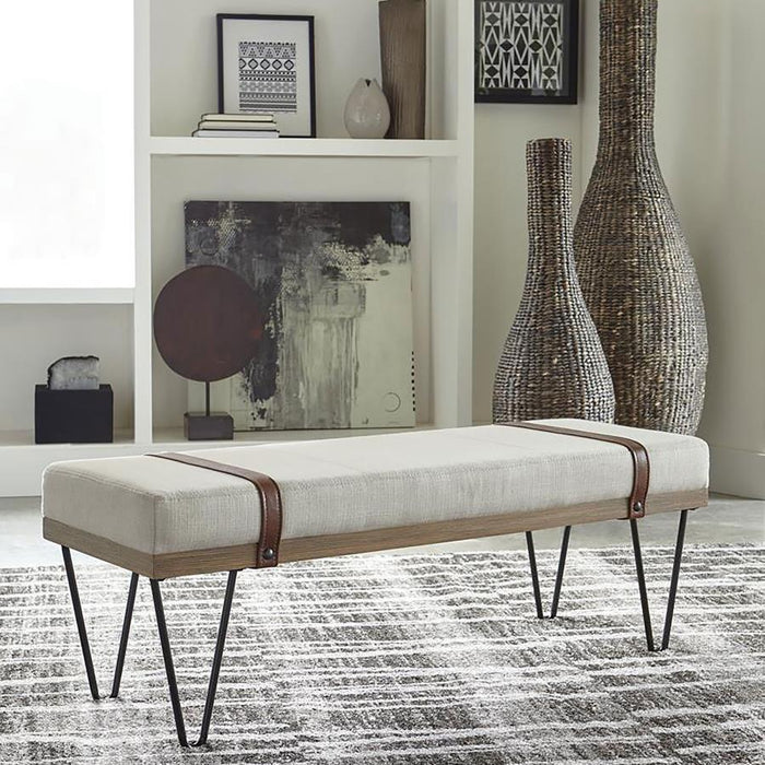 Austin - Upholstered Bench - Beige And Black - Simple Home Plus