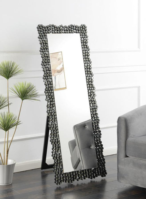 Mckay - Textural Frame Cheval Floor Mirror - Silver And Smoky Gray - Simple Home Plus