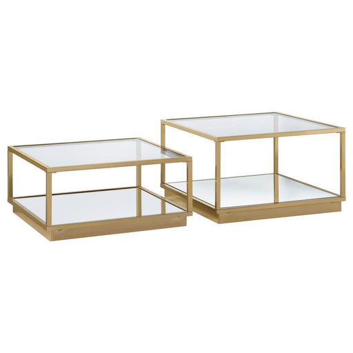 Renee - 2 Piece Square Occasional Set - Rose Brass - Simple Home Plus