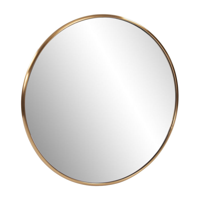 32" Antiqued Round Wall Mirror - Brushed Brass