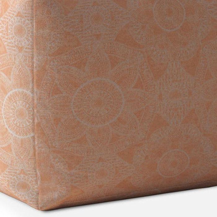 Cotton Floral Pouf Cover - Orange