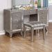 Leighton - Vanity Desk And Stool - Metallic Mercury - Simple Home Plus