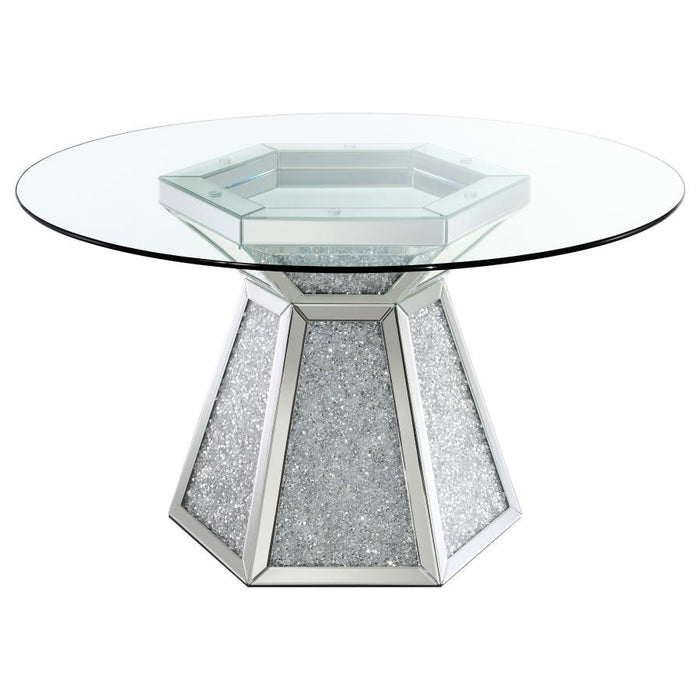 Quinn - Hexagon Pedestal Glass Top Dining Table - Mirror - Simple Home Plus