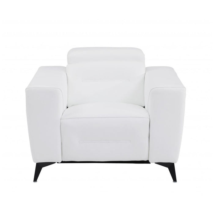 Three Piece Six Person Italian Leather Indoor Seating Set - White