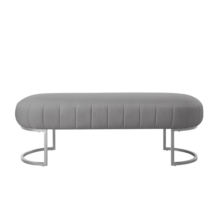 Faux Leather Bench Upholstered - Silver / Gray