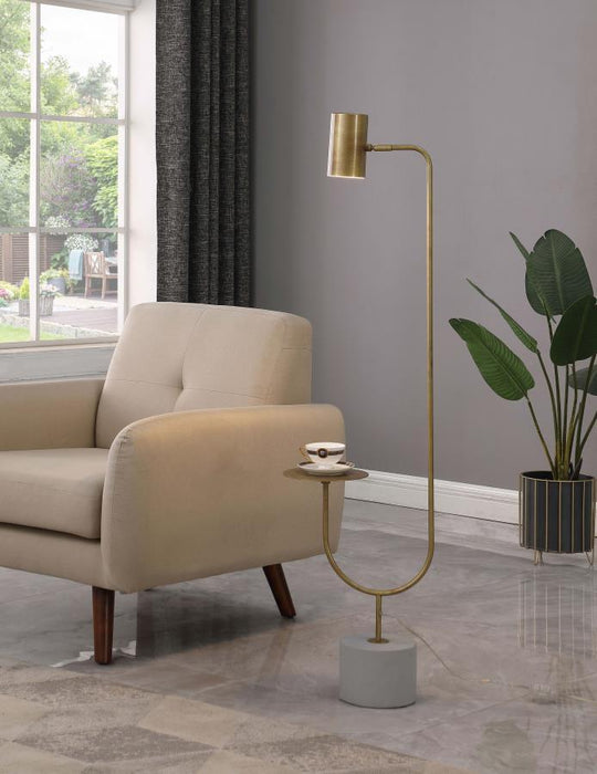 Jodie - Round Base Floor Lamp - Antique Brass And Gray - Simple Home Plus