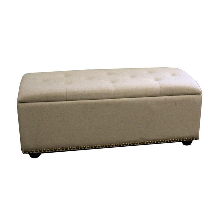 Upholstered Microfiber Bench With Flip Top - Beige / Black