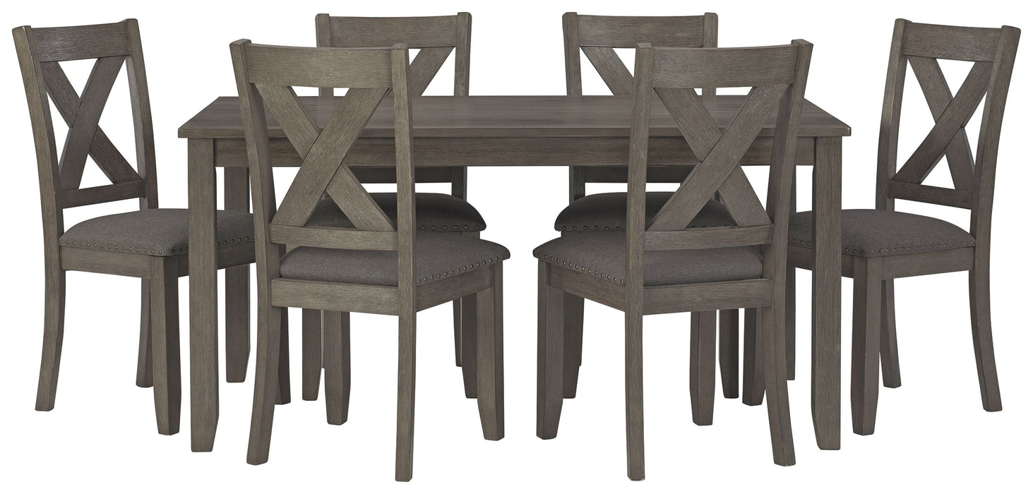 Caitbrook - Gray - Rect Drm Table Set (Set of 7) - Simple Home Plus