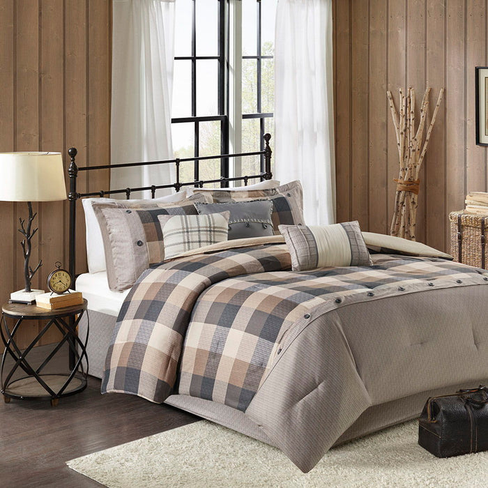 Ridge - 7 Piece Herringbone Comforter Set - Neutral