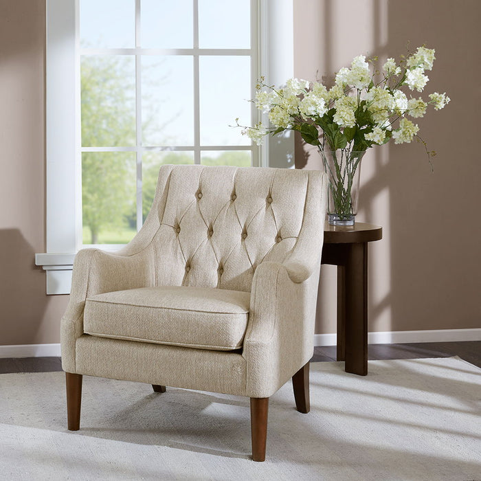 Qwen - Button Tufted Accent Chair - Beige