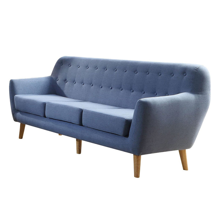 Linen Sofa & Brown Legs - Blue