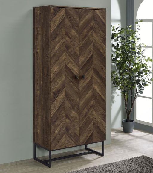 Carolyn - 2-Door Accent Cabinet - Rustic Oak And Gunmetal - Wood - Simple Home Plus