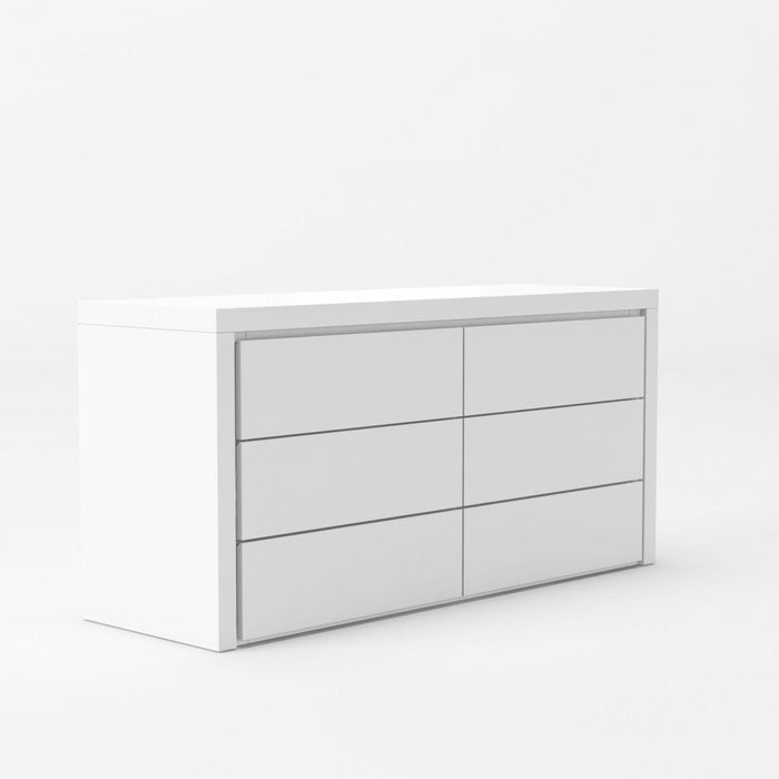 Six Drawer, Wood Double Dresser - White